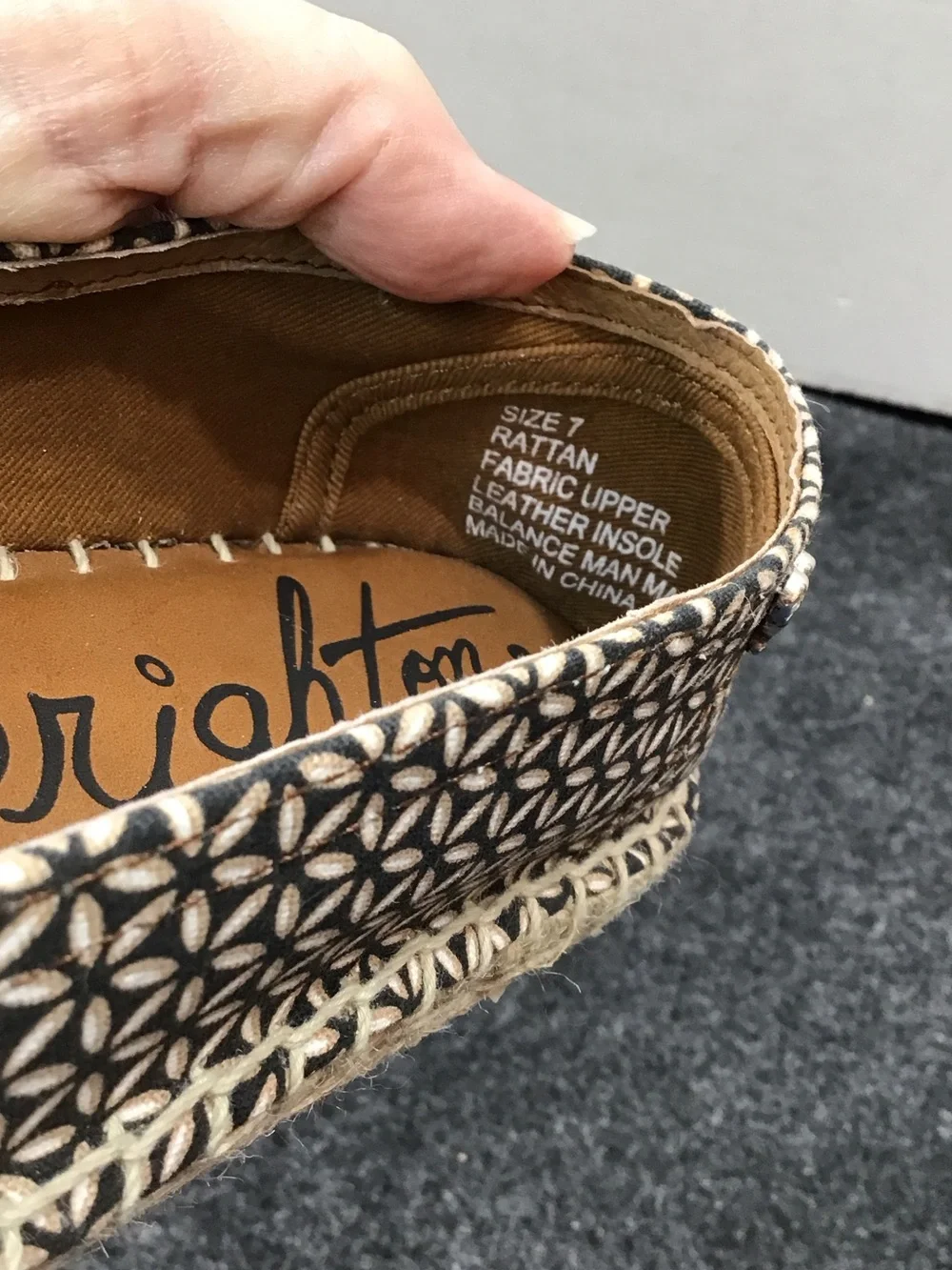 Brighton Rattan Black & Cream Geometric Espadrille Slip-Ons 7